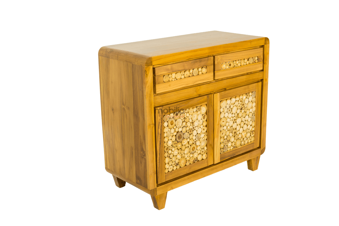 Luna Rectangular Chest of Drawers with Curved Edge Coin Design - Image 2