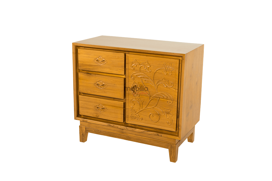 Capella 100cm Wide Rectangular Chest of Drawers with Flower Design - Image 3