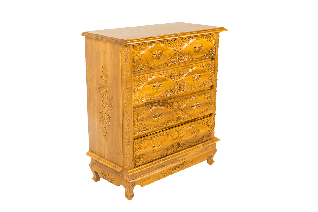 Aquila 90cm Wide Rectangular Chest of Drawers with Flower Design - Image 3