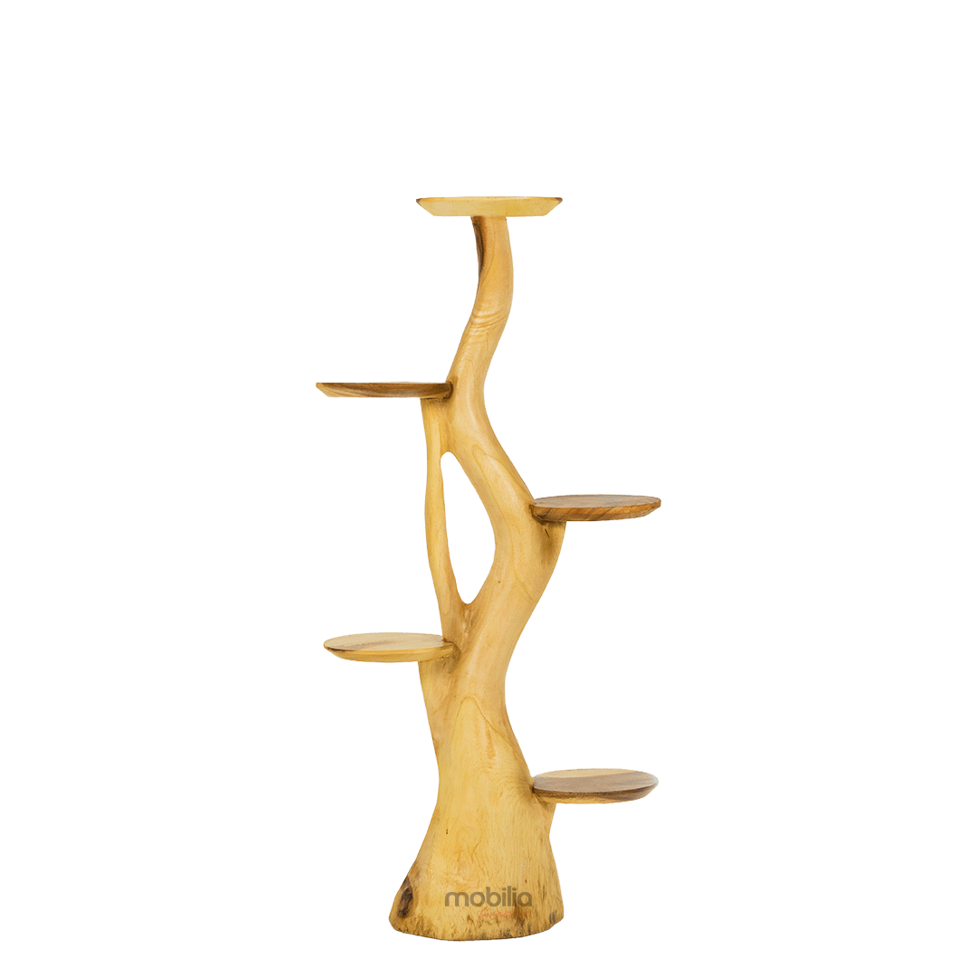 Trezia 140cm Tall Tree Shelf with Plates Design