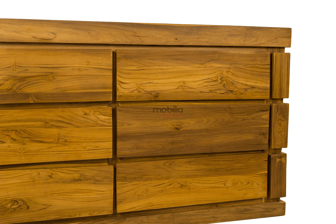 Poppy 150cm Wide Nine Drawers Rectangular Bahut with Tahu Design - Image 4