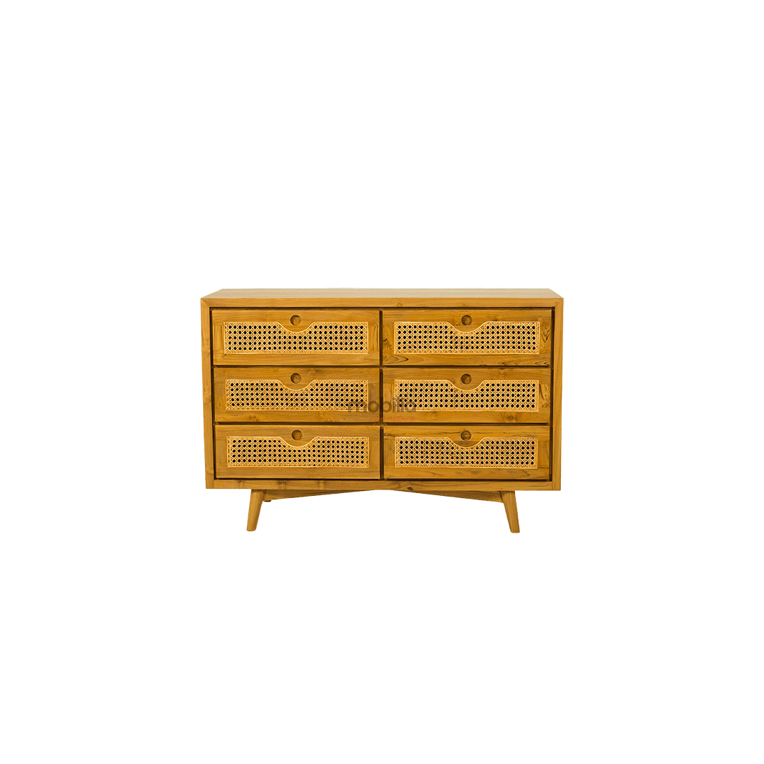Foxglove 120cm Wide Rectangular Bahut with Rattan Design