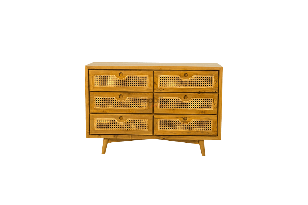 Foxglove 120cm Wide Rectangular Bahut with Rattan Design - Image 2