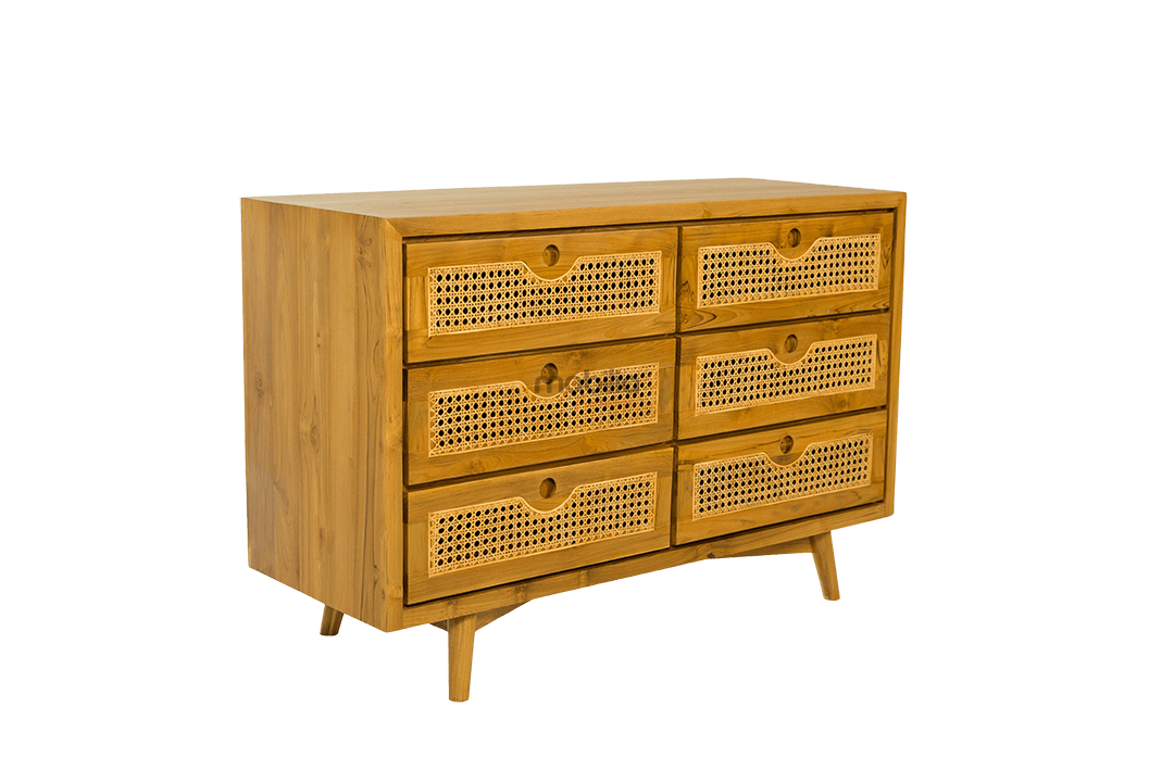 Foxglove 120cm Wide Rectangular Bahut with Rattan Design - Image 3