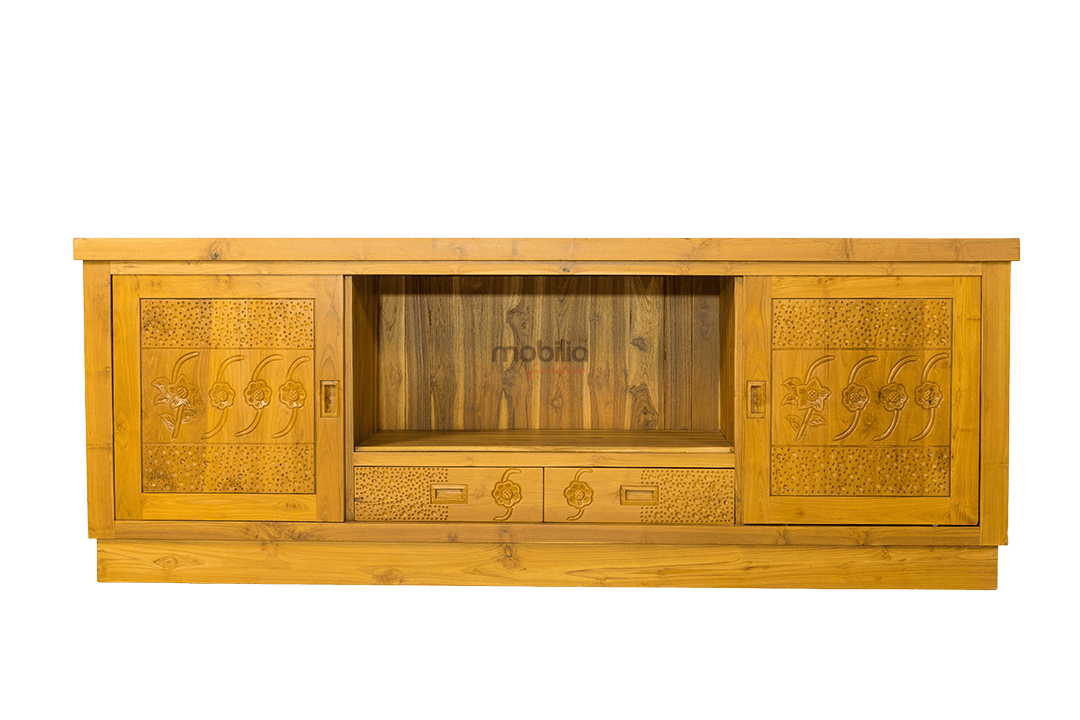 Echinacea 200cm Wide Rectangular Bahut with Flower Design - Image 3