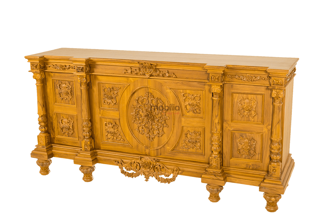 Gloriosa 200cm Wide Rectangular Bahut with Flower Design - Image 2