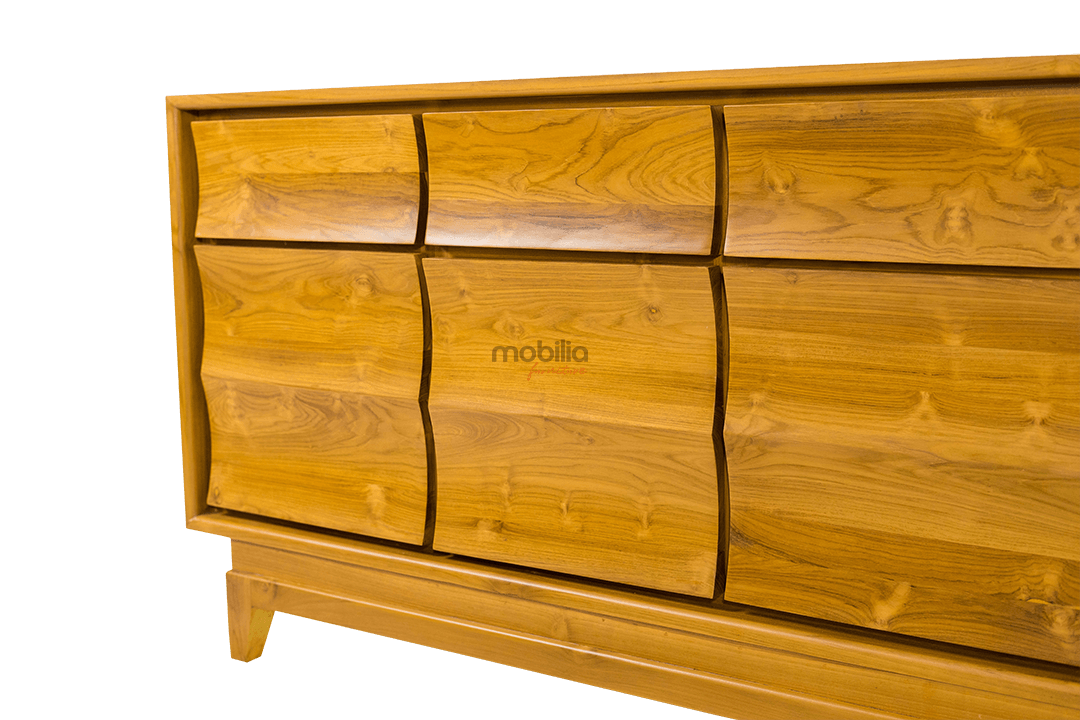 Spurge 200cm Wide 4 Drawers Rectangular Bahut with Wave Design - Image 4
