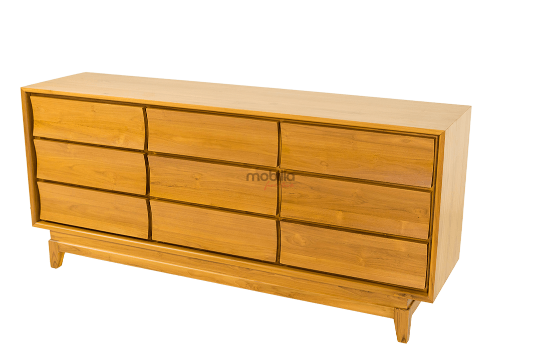Spurge 200cm Wide 9 Drawers Rectangular Bahut with Wave Design - Image 2