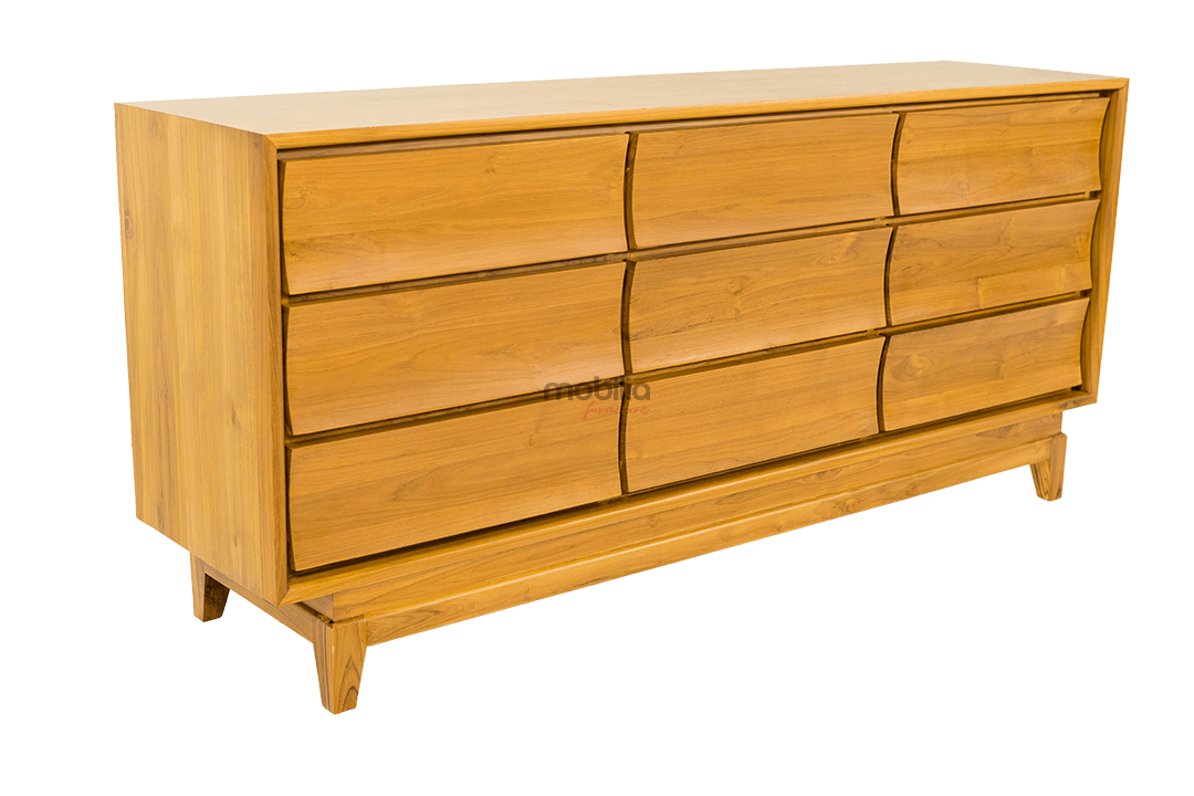 Spurge 200cm Wide 9 Drawers Rectangular Bahut with Wave Design - Image 3
