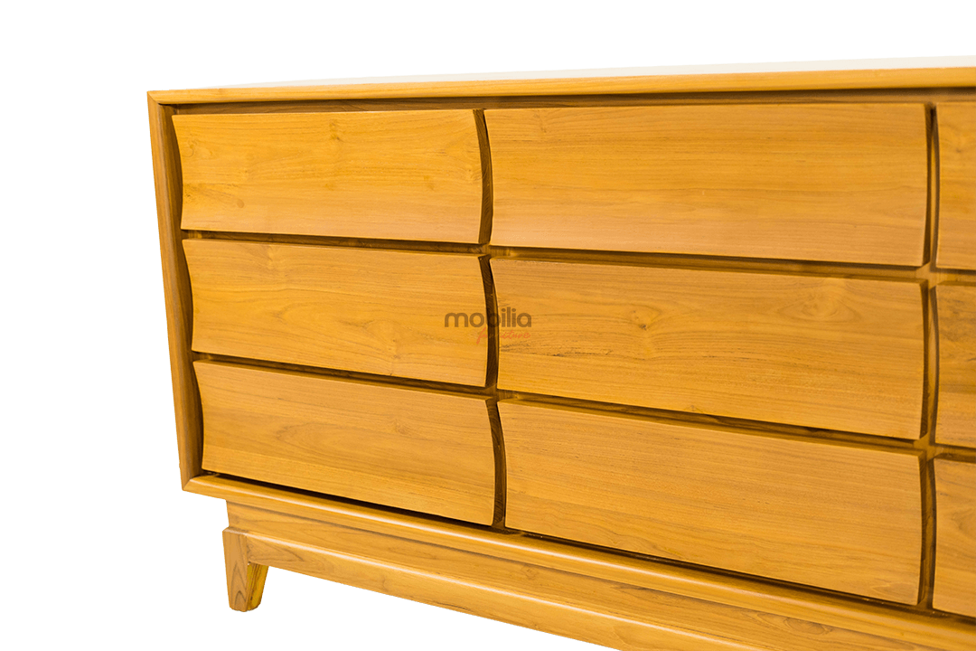 Spurge 200cm Wide 9 Drawers Rectangular Bahut with Wave Design - Image 4