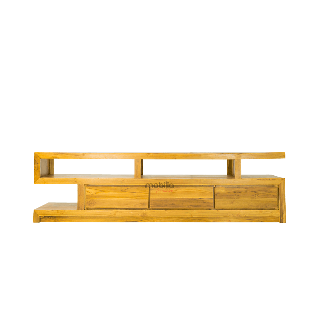 Florence Three Drawers Rectangular TV Unit with Modern S Design