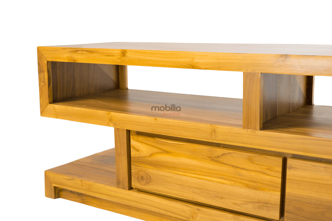 Florence Three Drawers Rectangular TV Unit with Modern S Design - Image 3