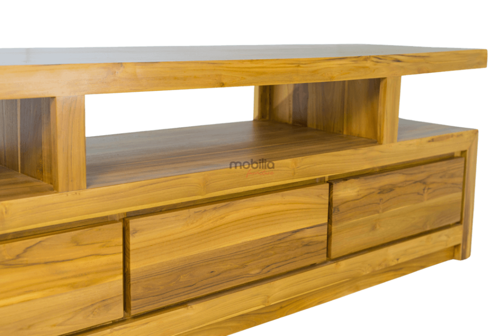 Florence Three Drawers Rectangular TV Unit with Modern S Design | Mobilia