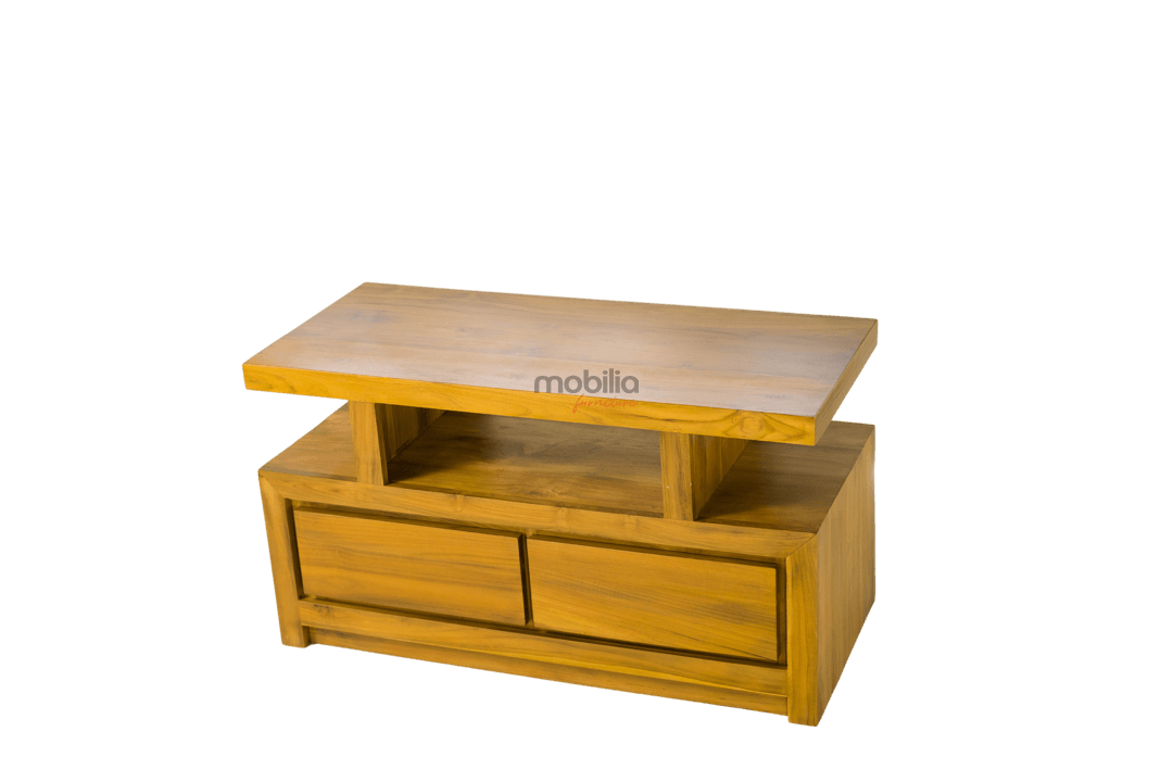 Kyoto Two Drawers Rectangular TV Unit with Modern T Design - Image 2