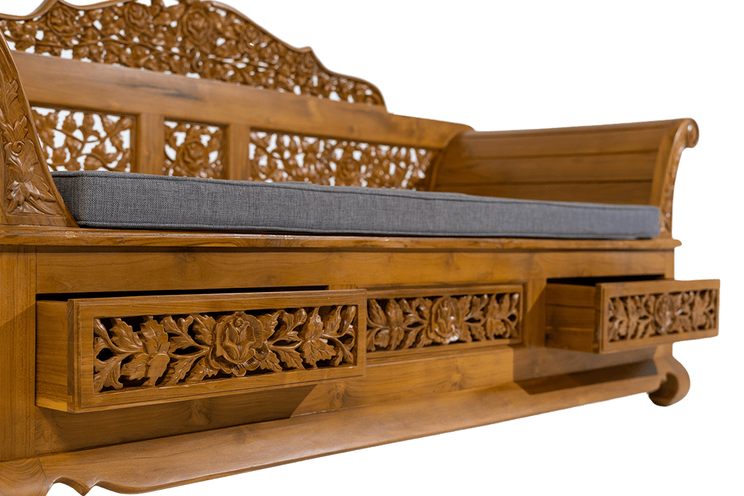 Belize 3 Seater Canapé with Flower Design - Image 4