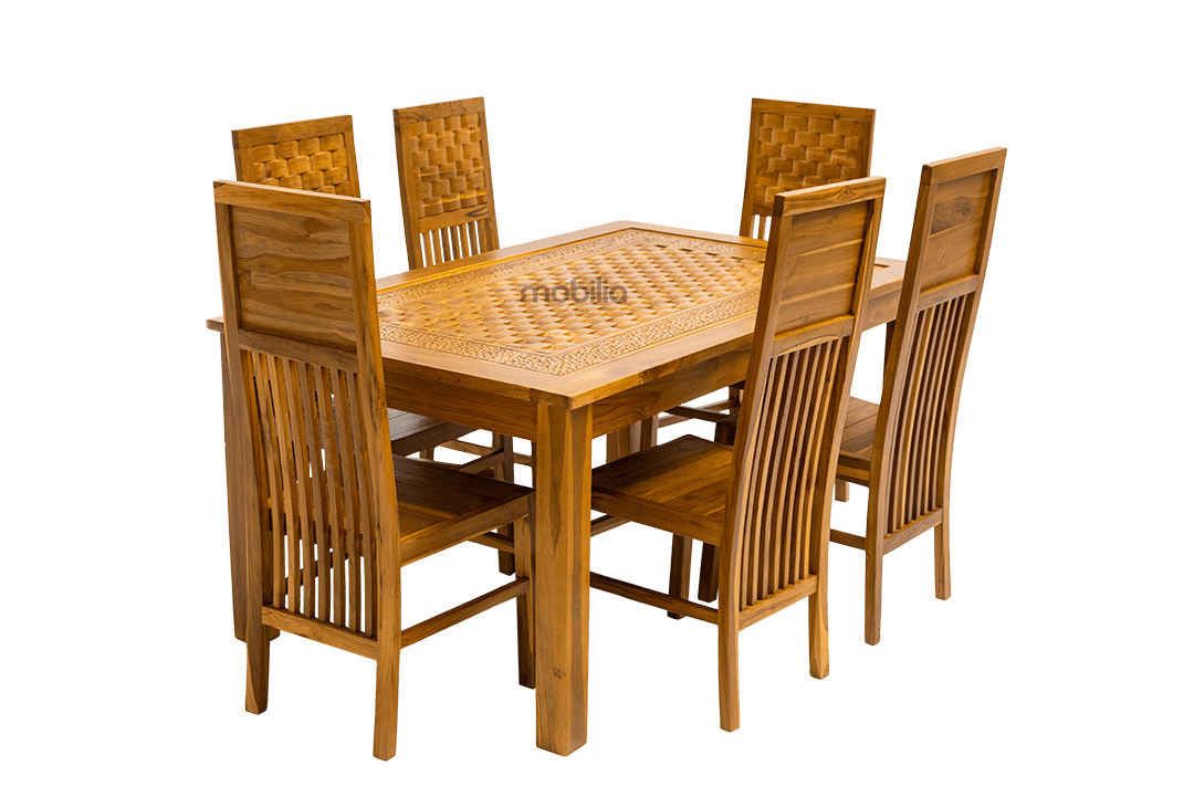 6 Seater Fava Dining set with Pattern Design