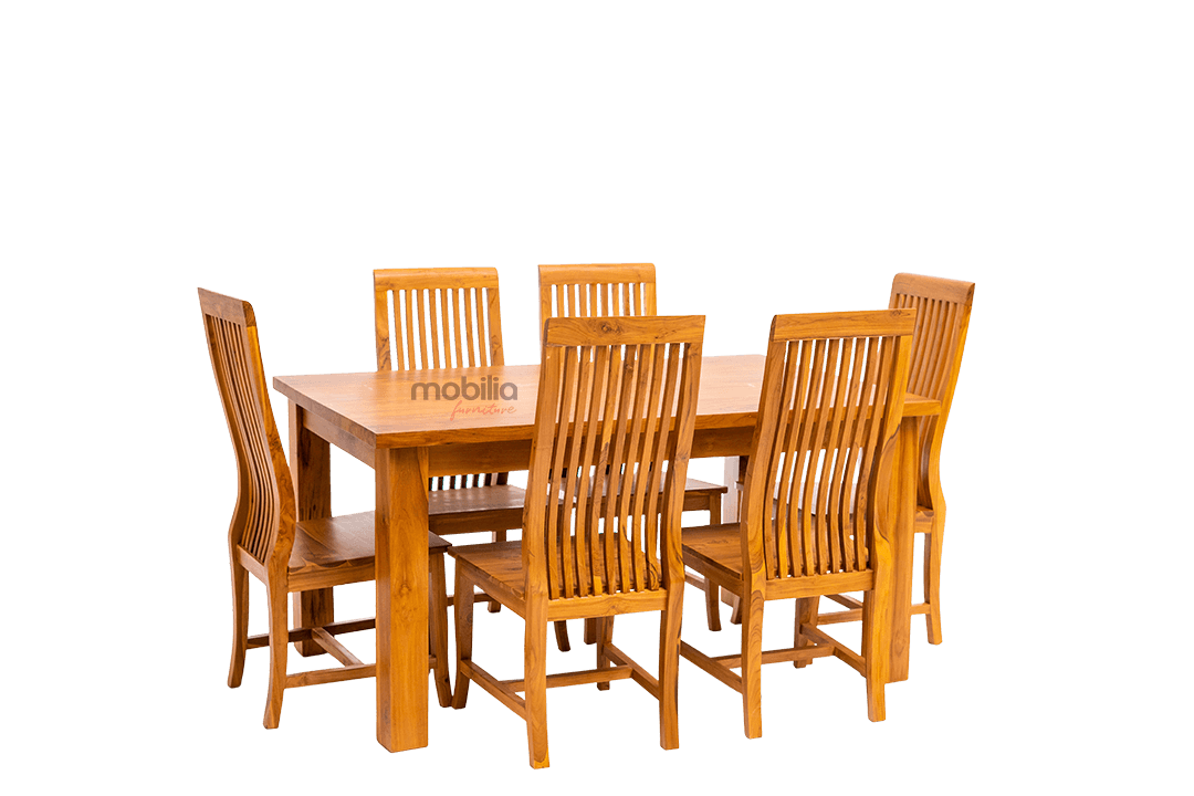 6 Seater Pequi Dining set with Stripes Back Design