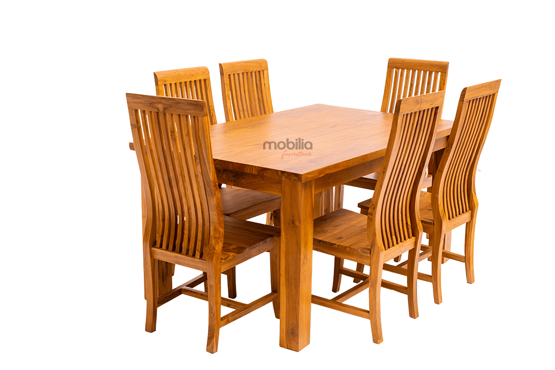 6 Seater Pequi Dining set with Stripes Back Design - Image 2